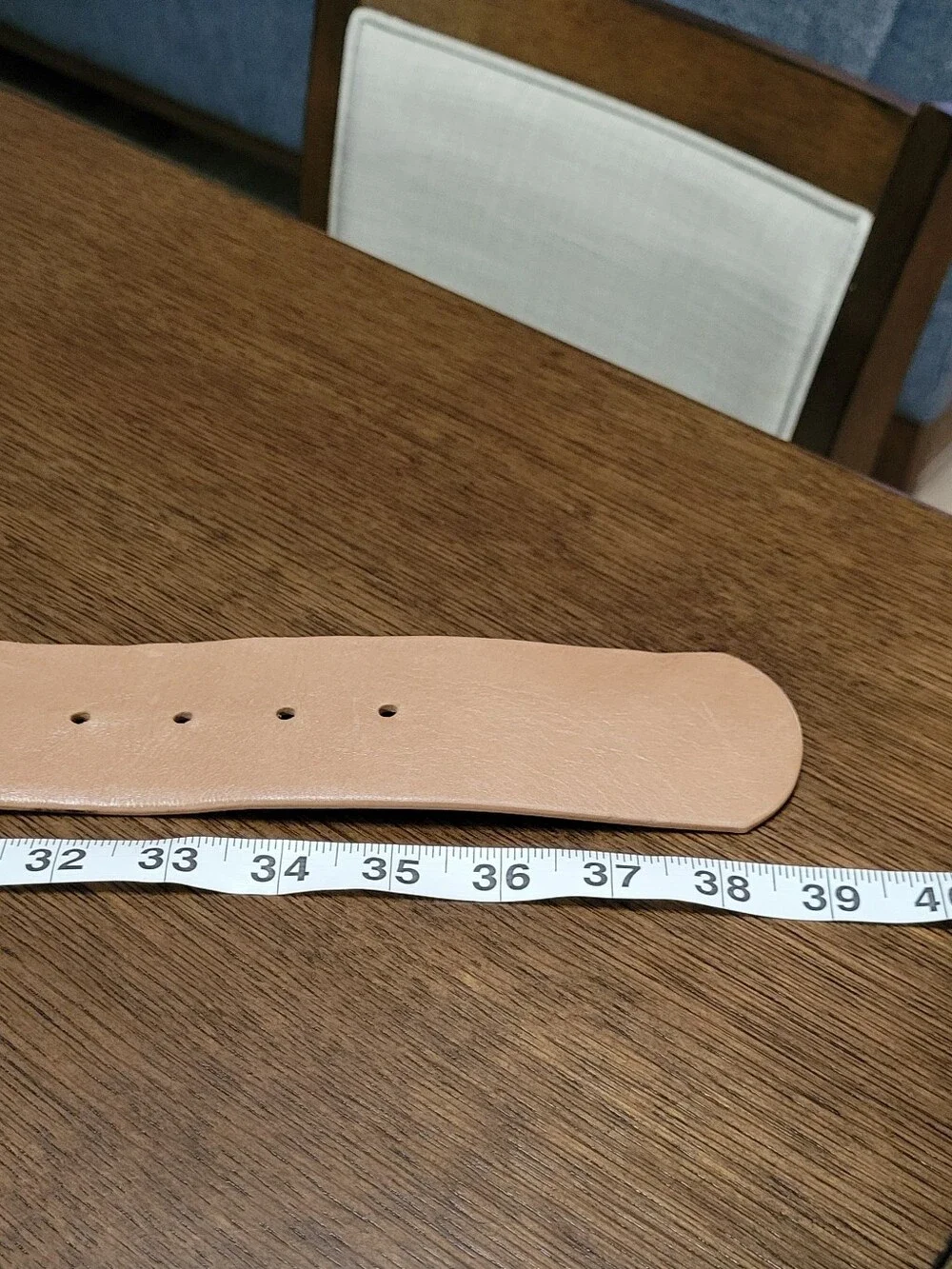 Women's Tan Blush Leather Belt with Gold Buckle 38